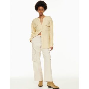 Wilfred Aritzia Size M Adda Gauzy Long Sleeve Button Up Blouse in Light Sand